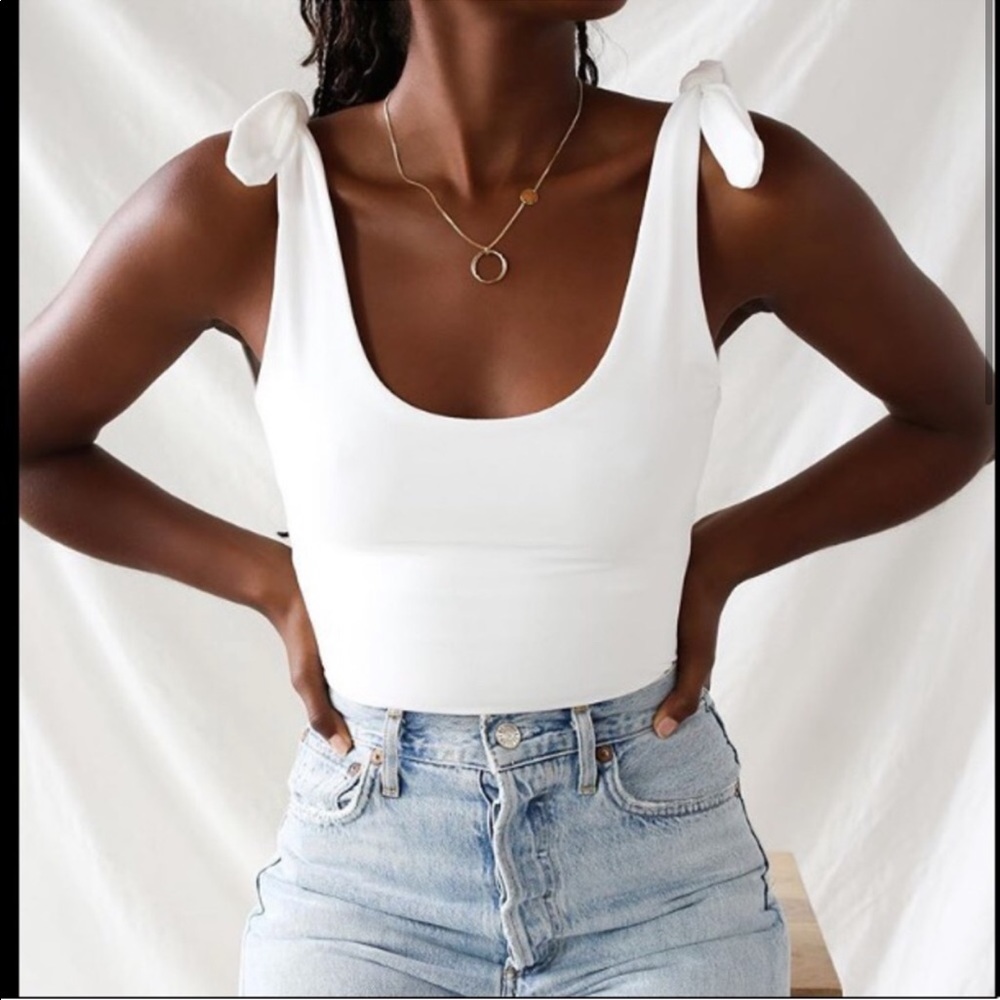 Tie Strap White Bodysuit